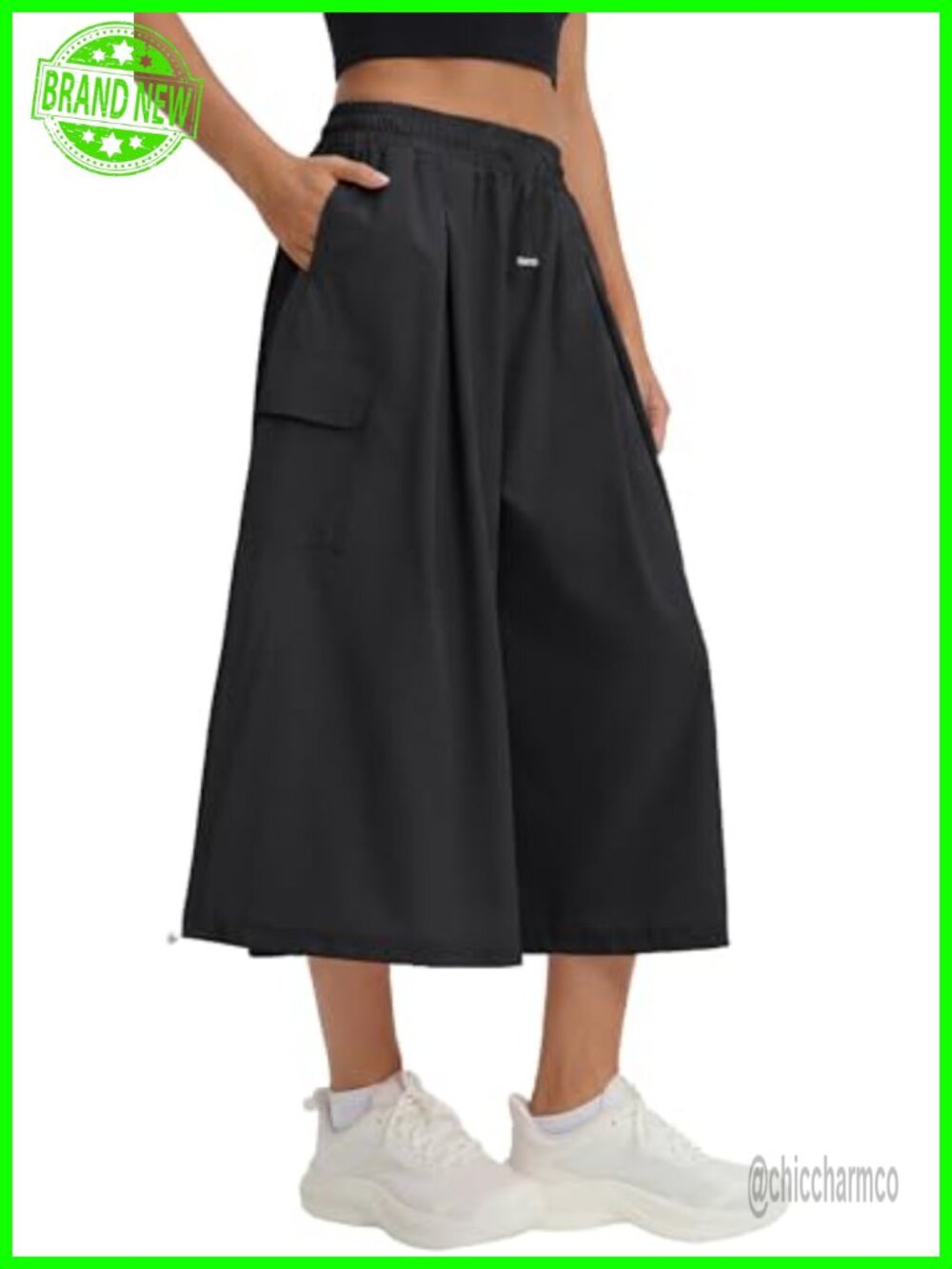 Wide Leg Capri Pants Cooling Flowy Culottes Quick Drying Cropped Hiking